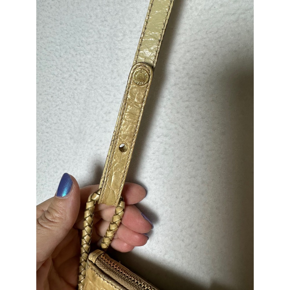 Brahmin Gold Croc Embossed Leather Organizer Crossbody Bag Braided Strap - Picture 15 of 16